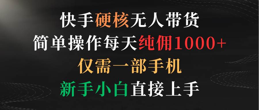 快手硬核无人带货，简单操作每天纯佣1000+,仅需一部手机，新手小白直接上手网创吧-网创项目资源站-副业项目-创业项目-搞钱项目恒杨云站