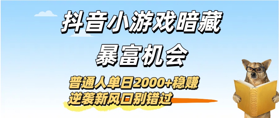 抖音小游戏暗藏暴富机会!普通人单日2000+稳赚,逆袭新风口别错过网创吧-网创项目资源站-副业项目-创业项目-搞钱项目恒杨云站