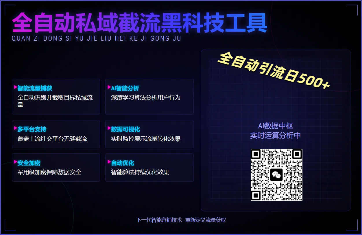全自动私域截流黑科技工具——全自动引流日500+网创吧-网创项目资源站-副业项目-创业项目-搞钱项目恒杨云站
