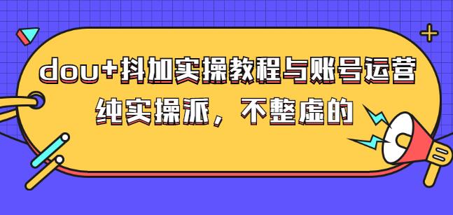 (大兵哥数据流运营)dou+抖加实操教程与账号运营：纯实操派，不整虚的网创吧-网创项目资源站-副业项目-创业项目-搞钱项目恒杨云站