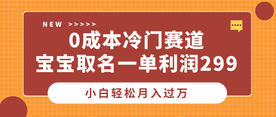 0成本冷门赛道，宝宝取名一单利润299，小白轻松月入过万网创吧-网创项目资源站-副业项目-创业项目-搞钱项目恒杨云站