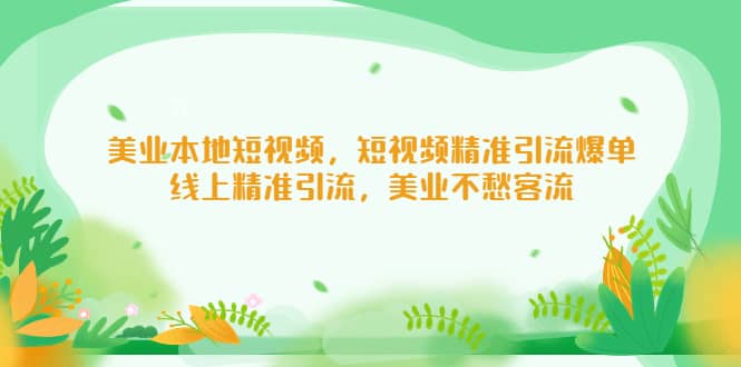 美业本地短视频，短视频精准引流爆单，线上精准引流，美业不愁客流网创吧-网创项目资源站-副业项目-创业项目-搞钱项目恒杨云站