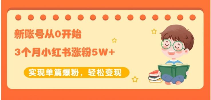 新账号从0开始3个月小红书涨粉5W+实现单篇爆粉，轻松变现（干货）网创吧-网创项目资源站-副业项目-创业项目-搞钱项目恒杨云站