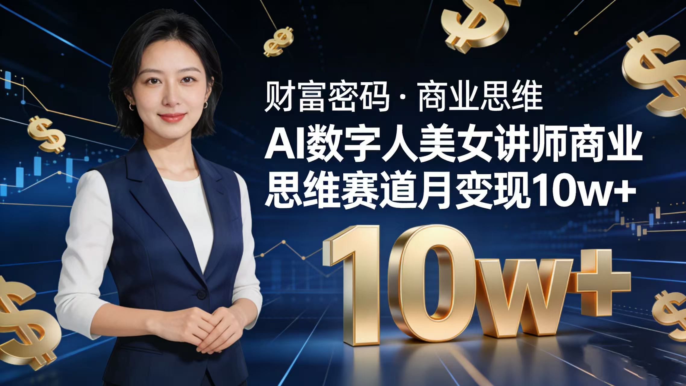 AI 数字人美女讲师！商业思维赛道咋做到月变现 10w+？网创吧-网创项目资源站-副业项目-创业项目-搞钱项目恒杨云站
