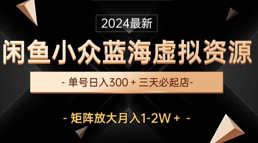 最新闲鱼小众蓝海虚拟资源，单号日入300＋，三天必起店，矩阵放大月入1-2W网创吧-网创项目资源站-副业项目-创业项目-搞钱项目恒杨云站