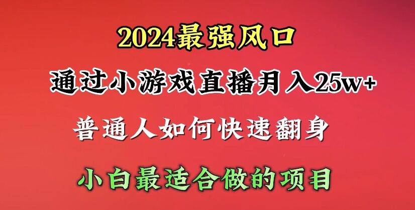 2024年最强风口，通过小游戏直播月入25w+单日收益5000+小白最适合做的项目网创吧-网创项目资源站-副业项目-创业项目-搞钱项目恒杨云站