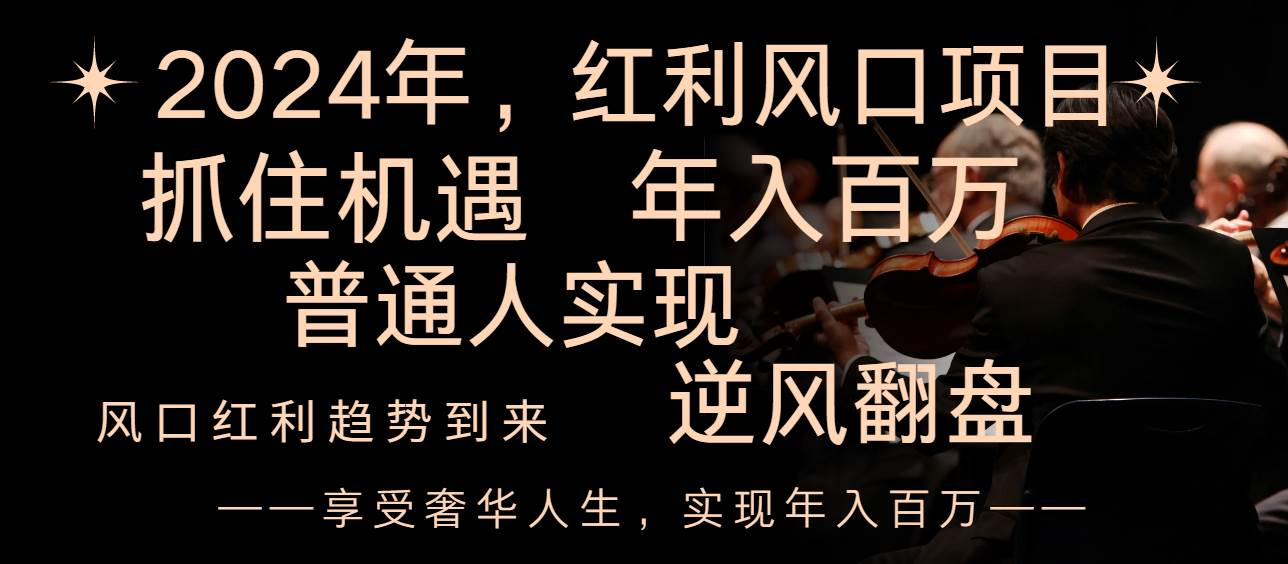 2024红利风口项目来袭，享受第一波红利，逆风翻盘普通人也能实现，年入百万网创吧-网创项目资源站-副业项目-创业项目-搞钱项目恒杨云站