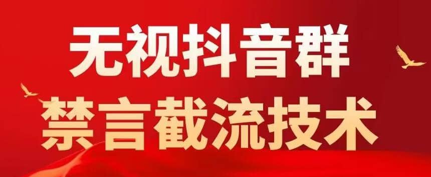 抖音粉丝群无视禁言截流技术，抖音黑科技，直接引流，0封号（教程+软件）网创吧-网创项目资源站-副业项目-创业项目-搞钱项目恒杨云站