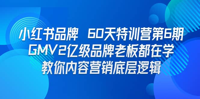 小红书品牌 60天特训营第6期 GMV2亿级品牌老板都在学 教你内容营销底层逻辑网创吧-网创项目资源站-副业项目-创业项目-搞钱项目恒杨云站