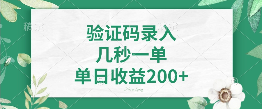 验证码录入，看图识字，几秒一单，单日收益200+网创吧-网创项目资源站-副业项目-创业项目-搞钱项目恒杨云站