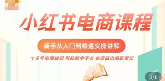 小红书电商新手入门到精通实操课，从入门到精通做爆款笔记，开店运营网创吧-网创项目资源站-副业项目-创业项目-搞钱项目恒杨云站