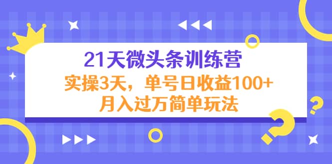 21天微头条训练营，实操3天简单玩法网创吧-网创项目资源站-副业项目-创业项目-搞钱项目恒杨云站