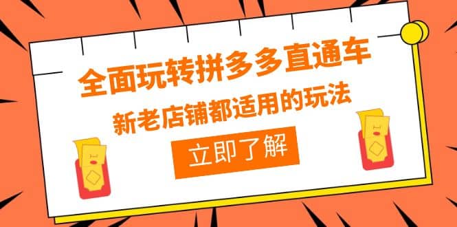 全面玩转拼多多直通车，新老店铺都适用的玩法（12节精华课）网创吧-网创项目资源站-副业项目-创业项目-搞钱项目恒杨云站