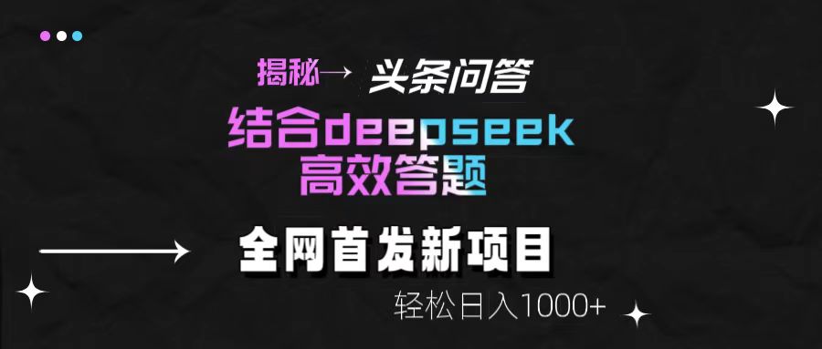 揭秘头条问答新玩法！结合deepseek高效答题，轻松日入1000+网创吧-网创项目资源站-副业项目-创业项目-搞钱项目恒杨云站