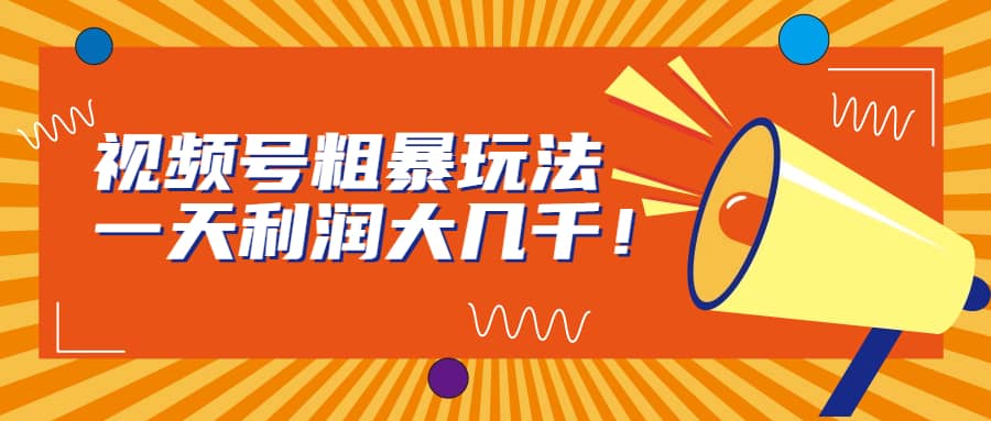 视频号粗暴玩法，一天利润大几千网创吧-网创项目资源站-副业项目-创业项目-搞钱项目恒杨云站