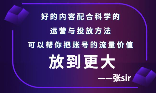 张sir账号流量增长课，告别海王流量，让你的流量更精准网创吧-网创项目资源站-副业项目-创业项目-搞钱项目恒杨云站