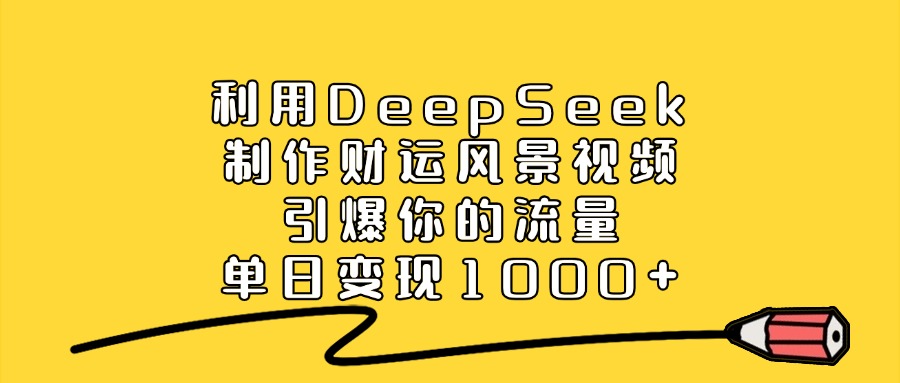 利用DeepSeek制作财运风景视频,引爆视频流量,单日变现1000+网创吧-网创项目资源站-副业项目-创业项目-搞钱项目恒杨云站