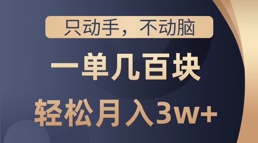 只动手不动脑，一单几百块，轻松月入2w+，看完就能直接操作，详细教程网创吧-网创项目资源站-副业项目-创业项目-搞钱项目恒杨云站