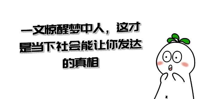 某公众号付费文章《一文 惊醒梦中人，这才是当下社会能让你发达的真相》网创吧-网创项目资源站-副业项目-创业项目-搞钱项目恒杨云站