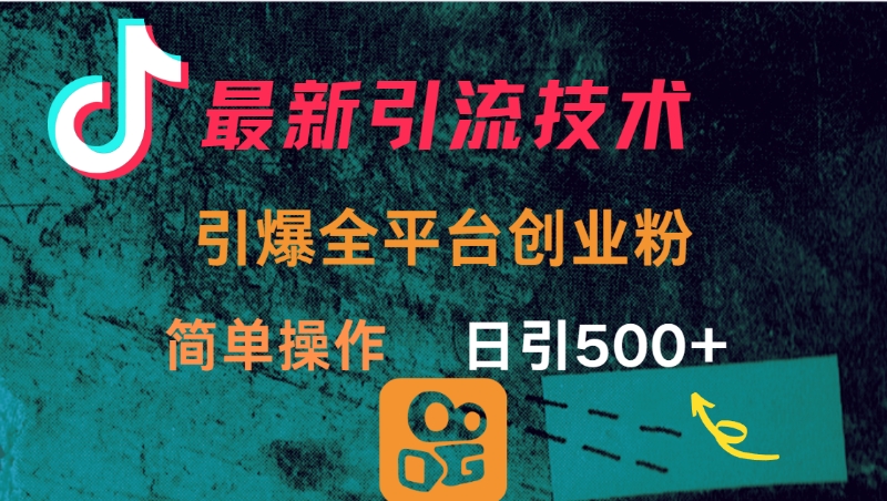 最新引流方法，引爆全平台创业粉操作简单，日引300＋网创吧-网创项目资源站-副业项目-创业项目-搞钱项目恒杨云站