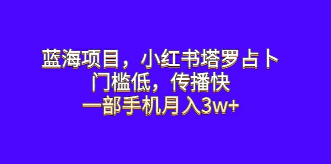 蓝海项目，小红书塔罗占卜，门槛低，传播快，一部手机月入3w+网创吧-网创项目资源站-副业项目-创业项目-搞钱项目恒杨云站