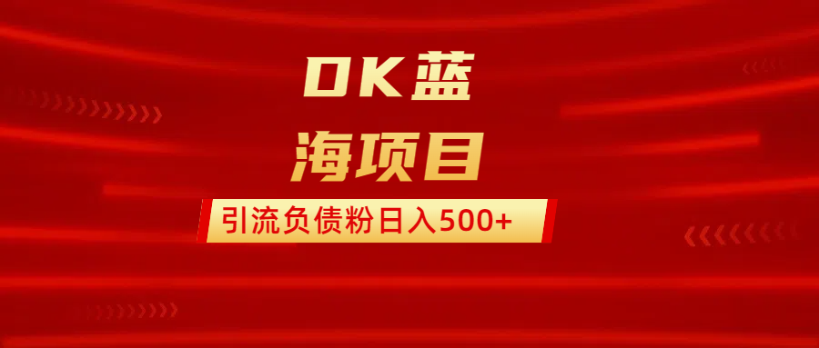 DK蓝海项目  通过，抖音，快手，小红书，引流负债粉日入500+网创吧-网创项目资源站-副业项目-创业项目-搞钱项目恒杨云站