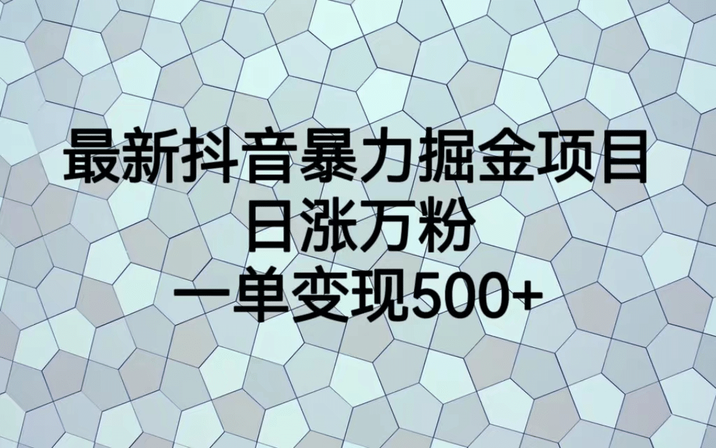 最火热的抖音暴力掘金项目，日涨万粉，多种变现方式，一单变现可达500+网创吧-网创项目资源站-副业项目-创业项目-搞钱项目恒杨云站