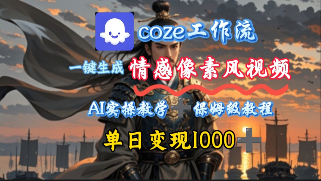 用coze工作流一键生成情感像素风视频,几分钟一条,单日变现500+网创吧-网创项目资源站-副业项目-创业项目-搞钱项目恒杨云站