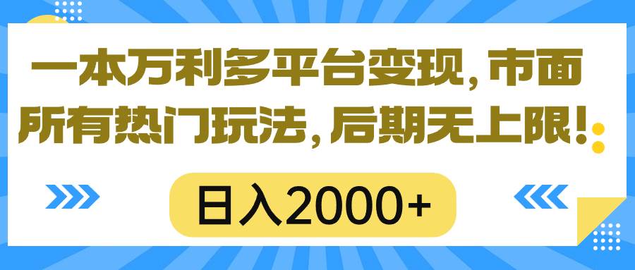 一本万利多平台变现，市面所有热门玩法，日入2000+，后期无上限！网创吧-网创项目资源站-副业项目-创业项目-搞钱项目恒杨云站