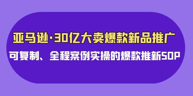 亚马逊30亿·大卖爆款新品推广，可复制、全程案例实操的爆款推新SOP网创吧-网创项目资源站-副业项目-创业项目-搞钱项目恒杨云站