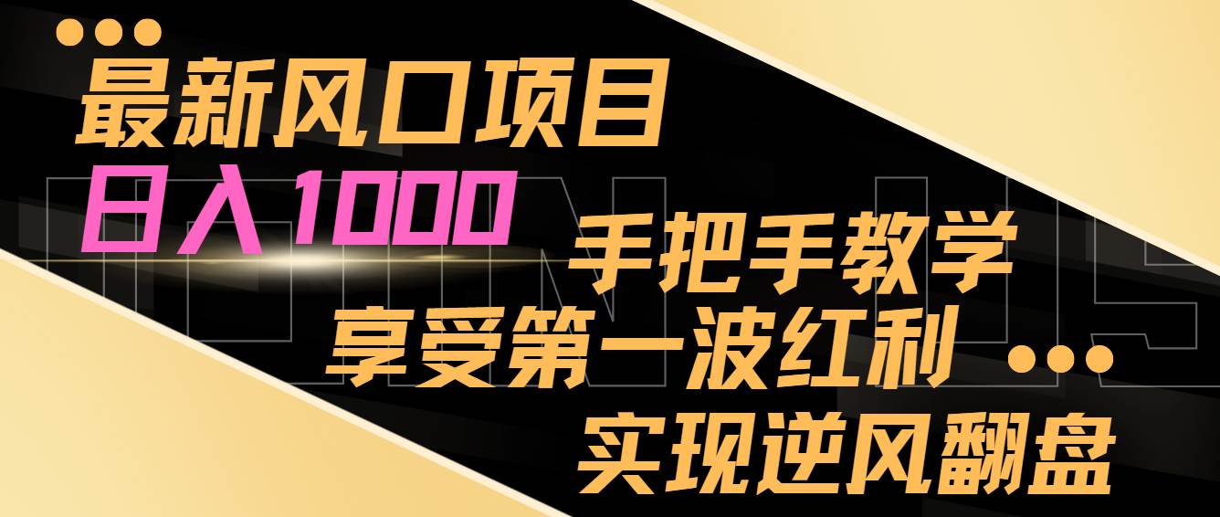 最新风口项目，日入过千，抓住当下风口，享受第一波红利，实现逆风翻盘网创吧-网创项目资源站-副业项目-创业项目-搞钱项目恒杨云站