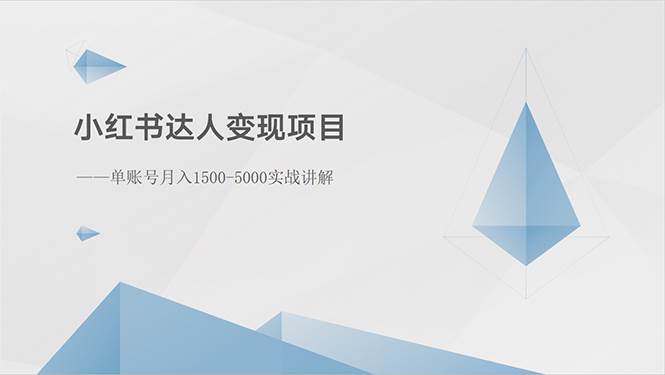 小红书达人变现项目：单账号月入1500-3000实战讲解网创吧-网创项目资源站-副业项目-创业项目-搞钱项目恒杨云站