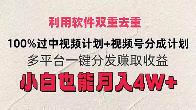 利用软件双重去重，100%过中视频+视频号分成计划小白也可以月入4W+网创吧-网创项目资源站-副业项目-创业项目-搞钱项目恒杨云站