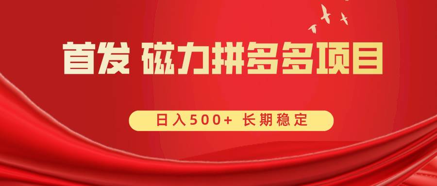 首发 磁力拼多多自撸  日入500+网创吧-网创项目资源站-副业项目-创业项目-搞钱项目恒杨云站