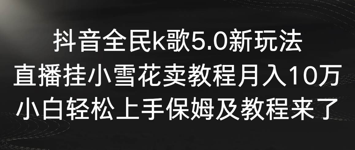 抖音全民k歌5.0新玩法，直播挂小雪花卖教程月入10万，小白轻松上手，保…网创吧-网创项目资源站-副业项目-创业项目-搞钱项目恒杨云站