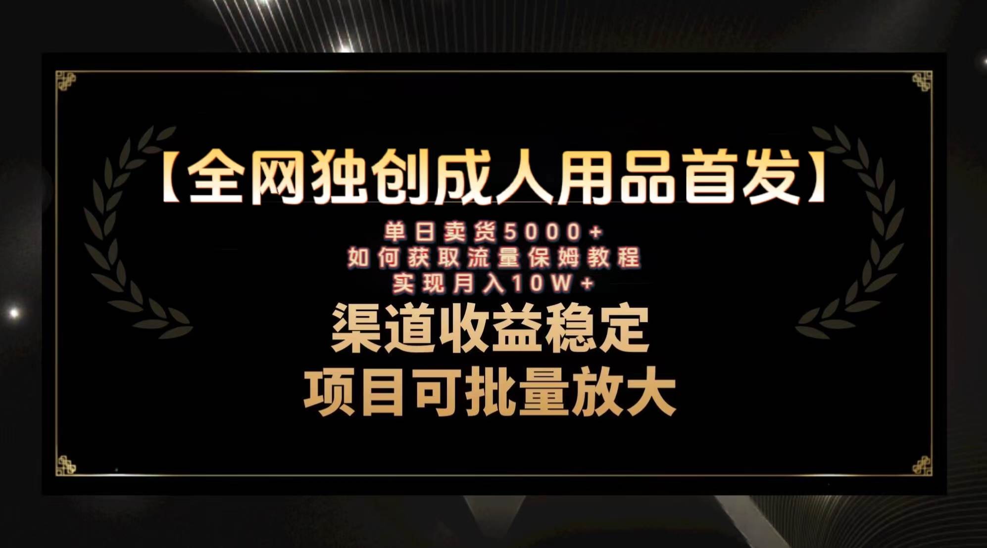 最新全网独创首发，成人用品赛道引流获客，月入10w保姆级教程网创吧-网创项目资源站-副业项目-创业项目-搞钱项目恒杨云站