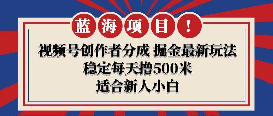 【蓝海项目】视频号创作者分成 掘金最新玩法 稳定每天撸500米 适合新人小白网创吧-网创项目资源站-副业项目-创业项目-搞钱项目恒杨云站