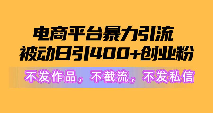 电商平台暴力引流,被动日引400+创业粉不发作品，不截流，不发私信网创吧-网创项目资源站-副业项目-创业项目-搞钱项目恒杨云站
