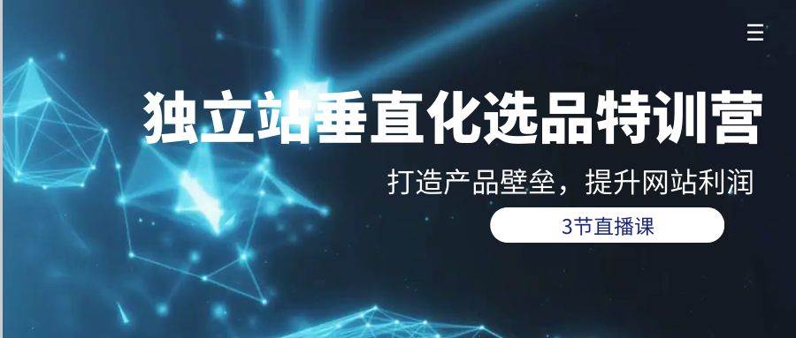 独立站-垂直化选品训练营，打造产品壁垒，提升网站利润（3节直播课）网创吧-网创项目资源站-副业项目-创业项目-搞钱项目恒杨云站