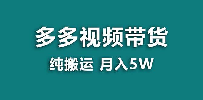 【蓝海项目】拼多多视频带货 纯搬运一个月搞了5w佣金，小白也能操作 送工具网创吧-网创项目资源站-副业项目-创业项目-搞钱项目恒杨云站