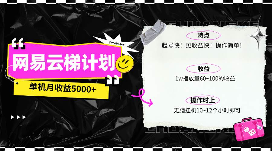 最新网易云梯计划网页版，单机月收益5000+！可放大操作网创吧-网创项目资源站-副业项目-创业项目-搞钱项目恒杨云站