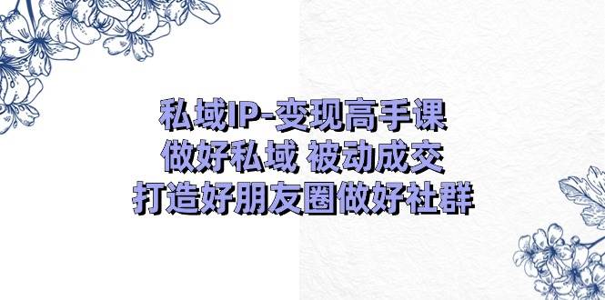 私域IP-变现高手课：做好私域 被动成交，打造好朋友圈做好社群（18节）网创吧-网创项目资源站-副业项目-创业项目-搞钱项目恒杨云站