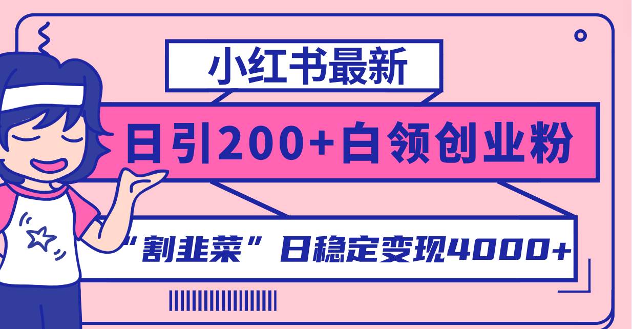 小红书最新日引200+创业粉”割韭菜“日稳定变现4000+实操教程！网创吧-网创项目资源站-副业项目-创业项目-搞钱项目恒杨云站