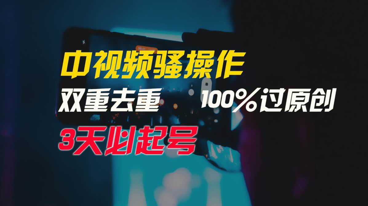 中视频骚操作，双重去重100%过原创，3天比必起号，简单无脑，月入3W+网创吧-网创项目资源站-副业项目-创业项目-搞钱项目恒杨云站