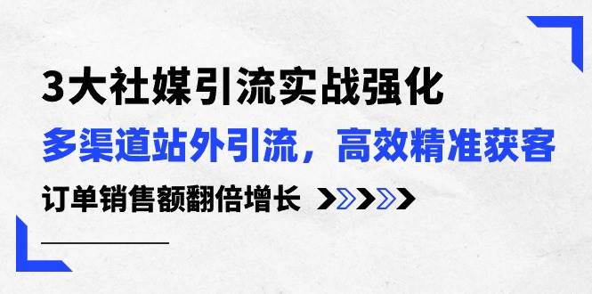 3大社媒引流实操强化，多渠道站外引流/高效精准获客/订单销售额翻倍增长网创吧-网创项目资源站-副业项目-创业项目-搞钱项目恒杨云站