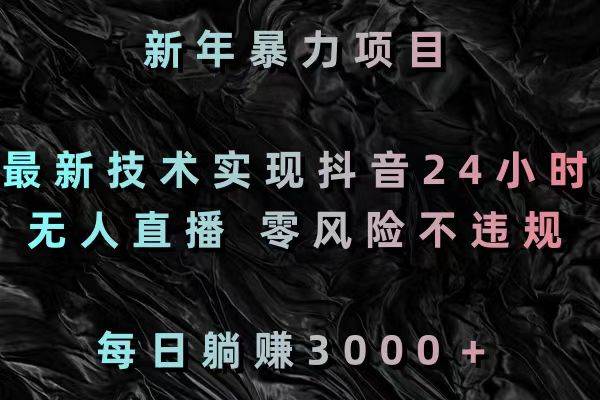 新年暴力项目，最新技术实现抖音24小时无人直播 零风险不违规 每日躺赚3000网创吧-网创项目资源站-副业项目-创业项目-搞钱项目恒杨云站