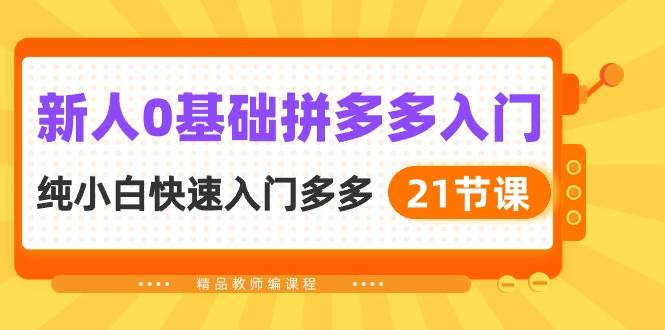 新人0基础拼多多入门，纯小白快速入门多多（21节课）网创吧-网创项目资源站-副业项目-创业项目-搞钱项目恒杨云站