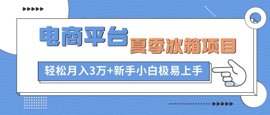 电商平台夏季冰箱项目，轻松月入3万+，新手小白极易上手网创吧-网创项目资源站-副业项目-创业项目-搞钱项目恒杨云站