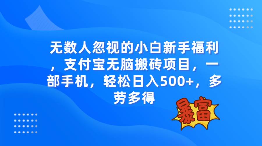 无数人忽视的项目，支付宝无脑搬砖项目，一部手机即可操作，轻松日入500+网创吧-网创项目资源站-副业项目-创业项目-搞钱项目恒杨云站
