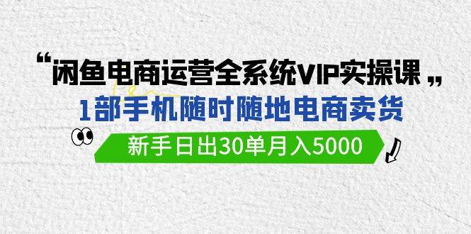 闲鱼电商运营全系统VIP实战课，1部手机随时随地卖货，新手日出30单月入5000网创吧-网创项目资源站-副业项目-创业项目-搞钱项目恒杨云站